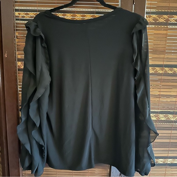 🌟3/$20🌟 Long sleeve shirt with sheer ruffle sleeve - Picture 2 of 5